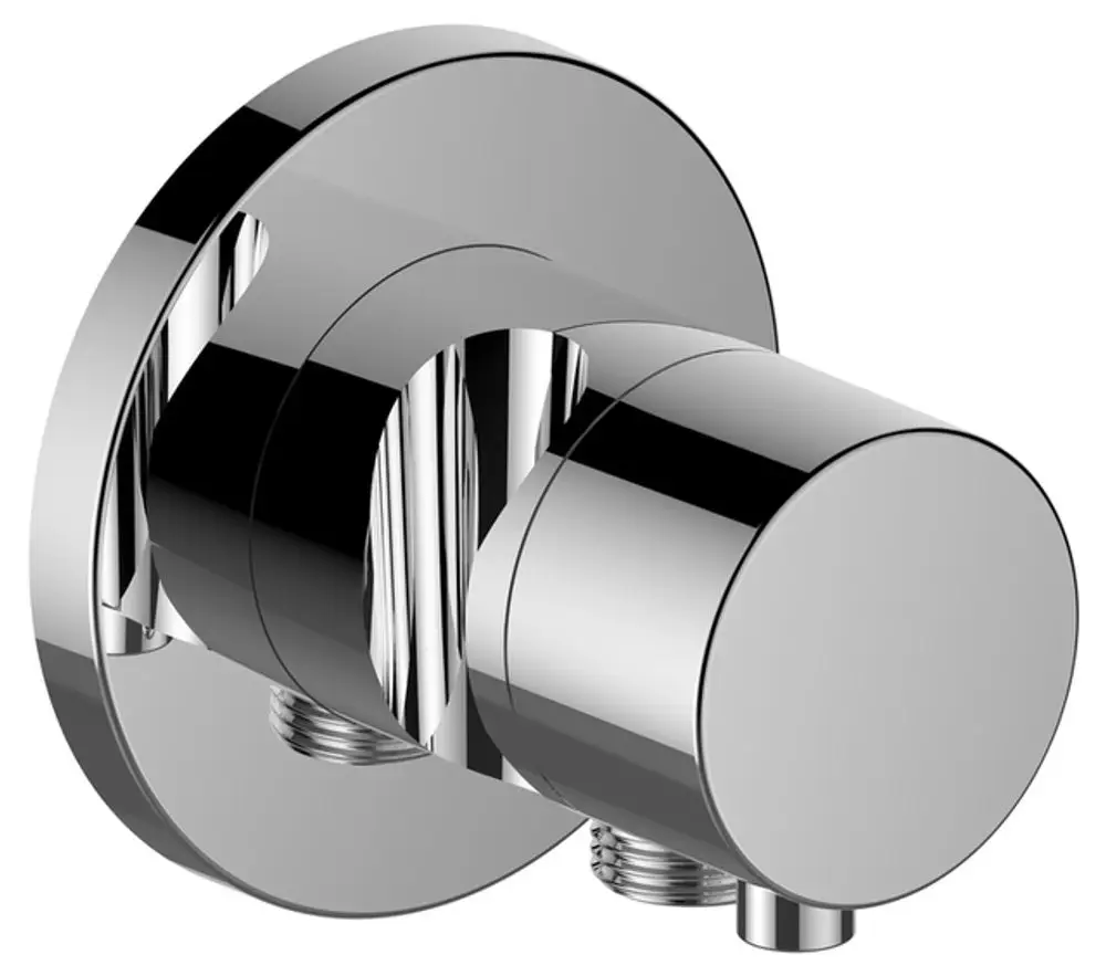 Verchromter Umsteller von Keuco, rundes Design mit Anschluss für Schlauch und Brause. Geeignet für eine einfache Steuerung des Wasserflusses in Duschsystemen.